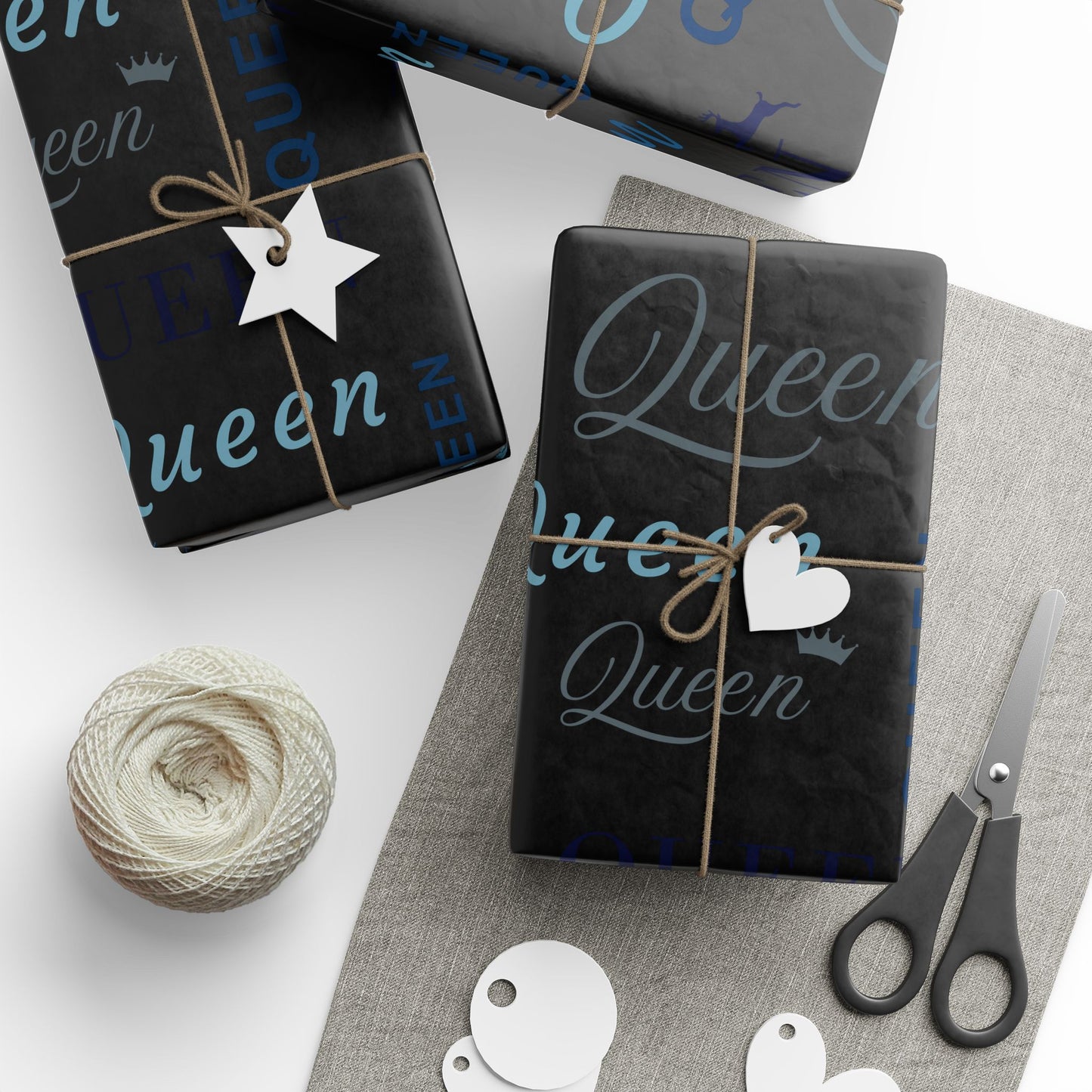 Queen, All Wrapped-up Wrapping Papers with Blue text