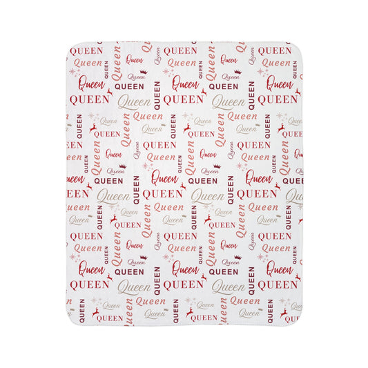 Queen, All Wrapped-up Fleece Sherpa Blanket with Red text