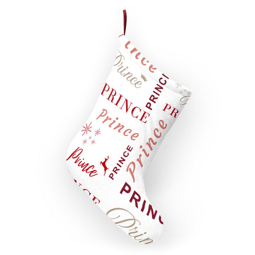 Christmas Stocking - Prince, All Wrapped-up with Red text