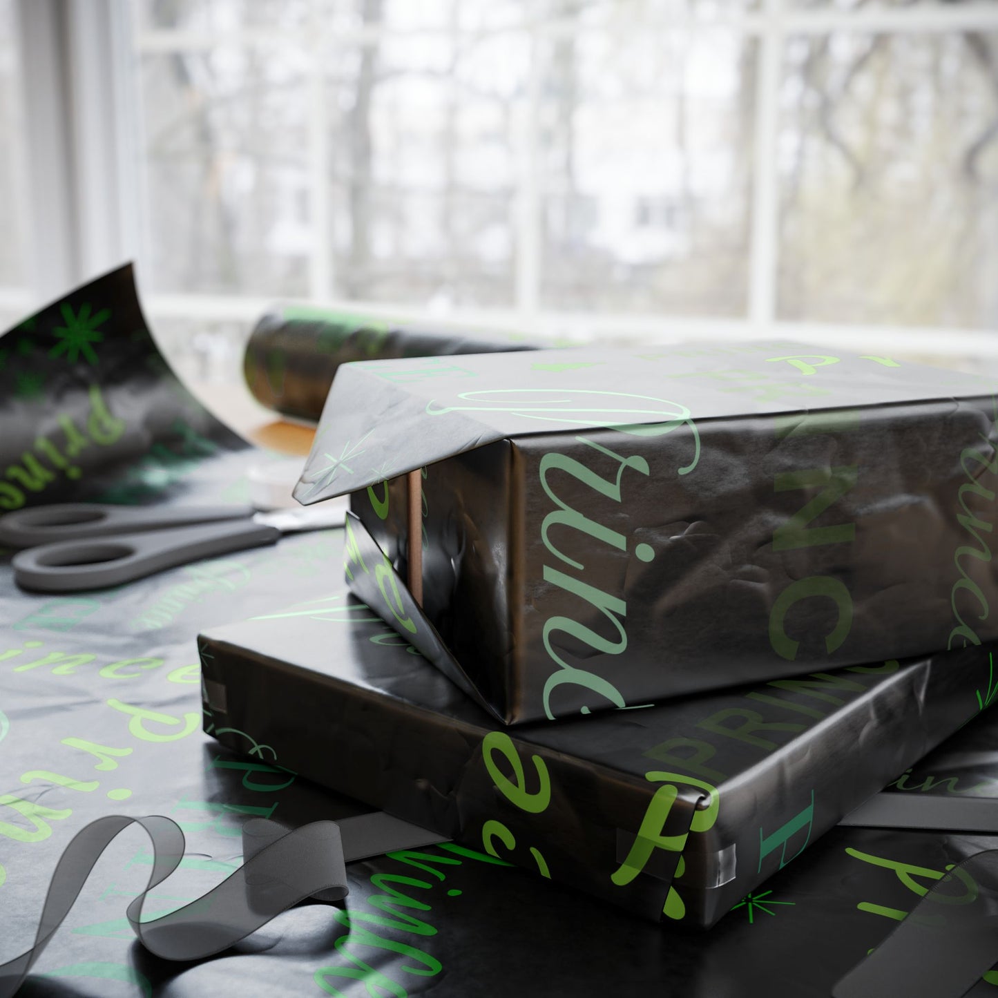 Prince, All Wrapped-up Wrapping Papers with Green text