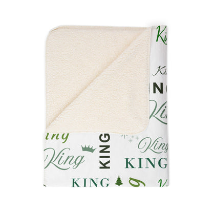 King, All Wrapped-up Fleece Sherpa Blanket with Green text