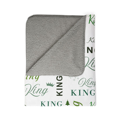 King, All Wrapped-up Fleece Sherpa Blanket with Green text