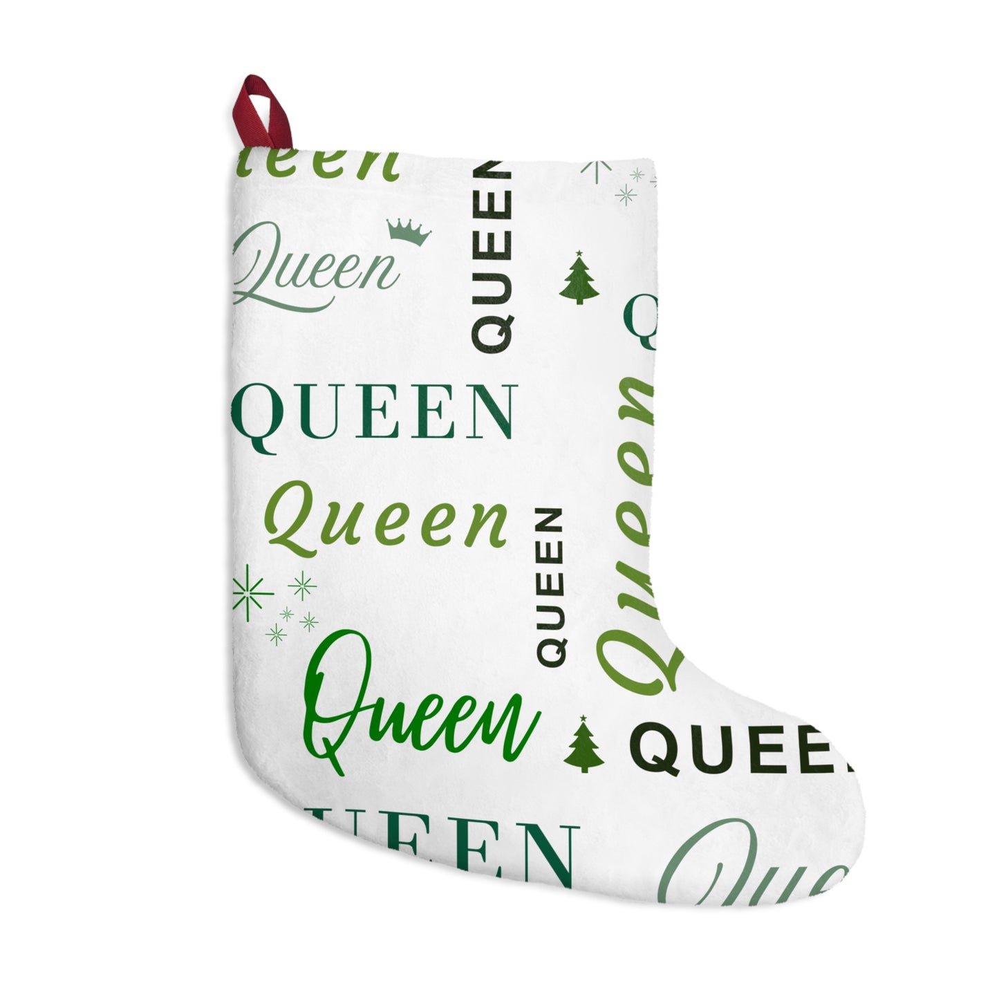 Christmas Stocking - Queen, All Wrapped-up with Green text