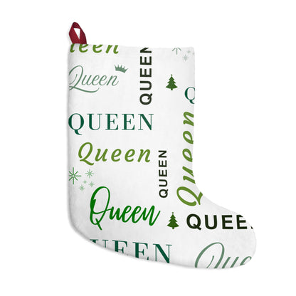 Christmas Stocking - Queen, All Wrapped-up with Green text