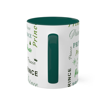 Coffee Mug - Prince Accent Mug with Green Text, 11oz Colorful Mug