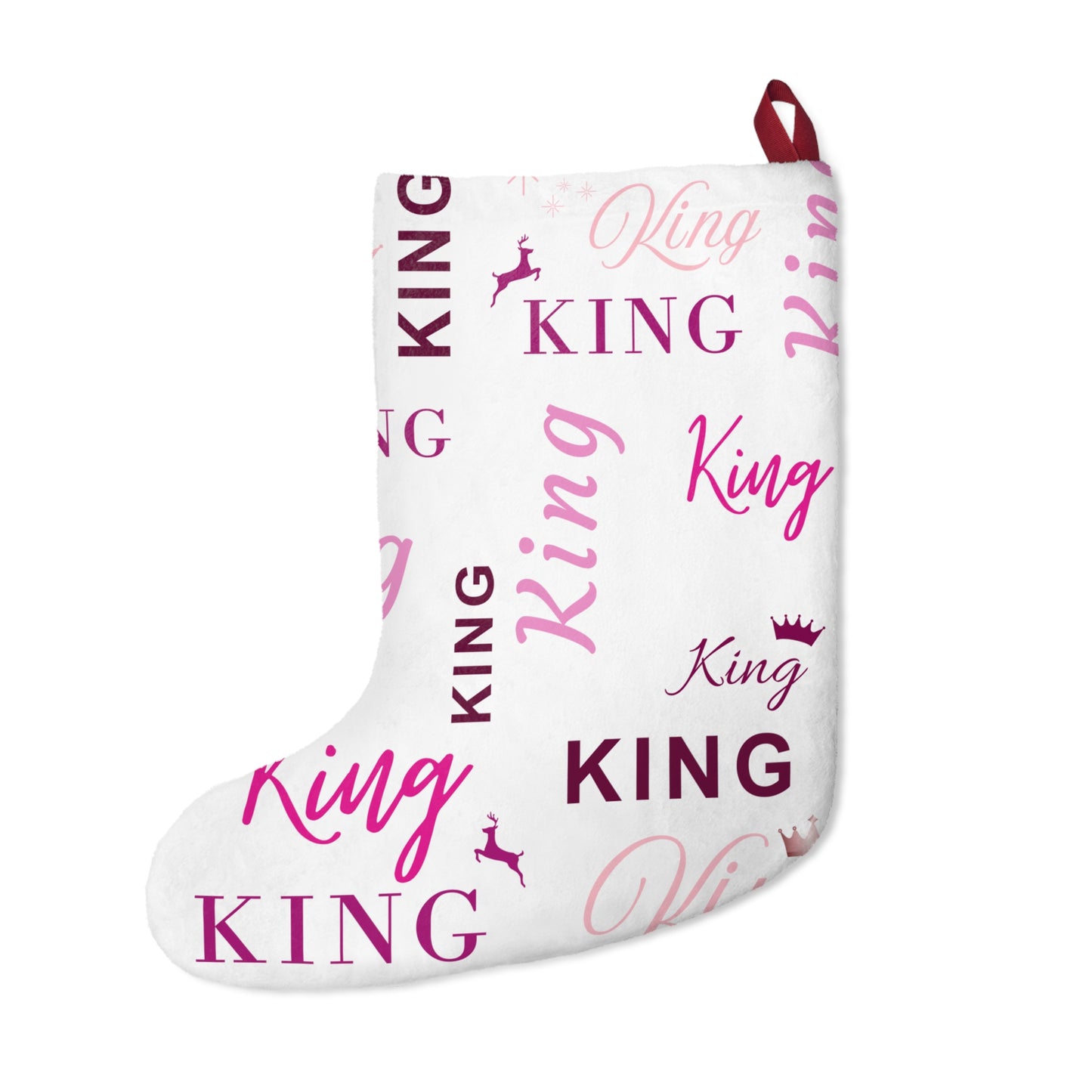 Christmas Stocking - King, All Wrapped-up with Pink text