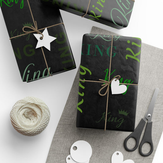 King, All Wrapped-up Wrapping Papers with Green text