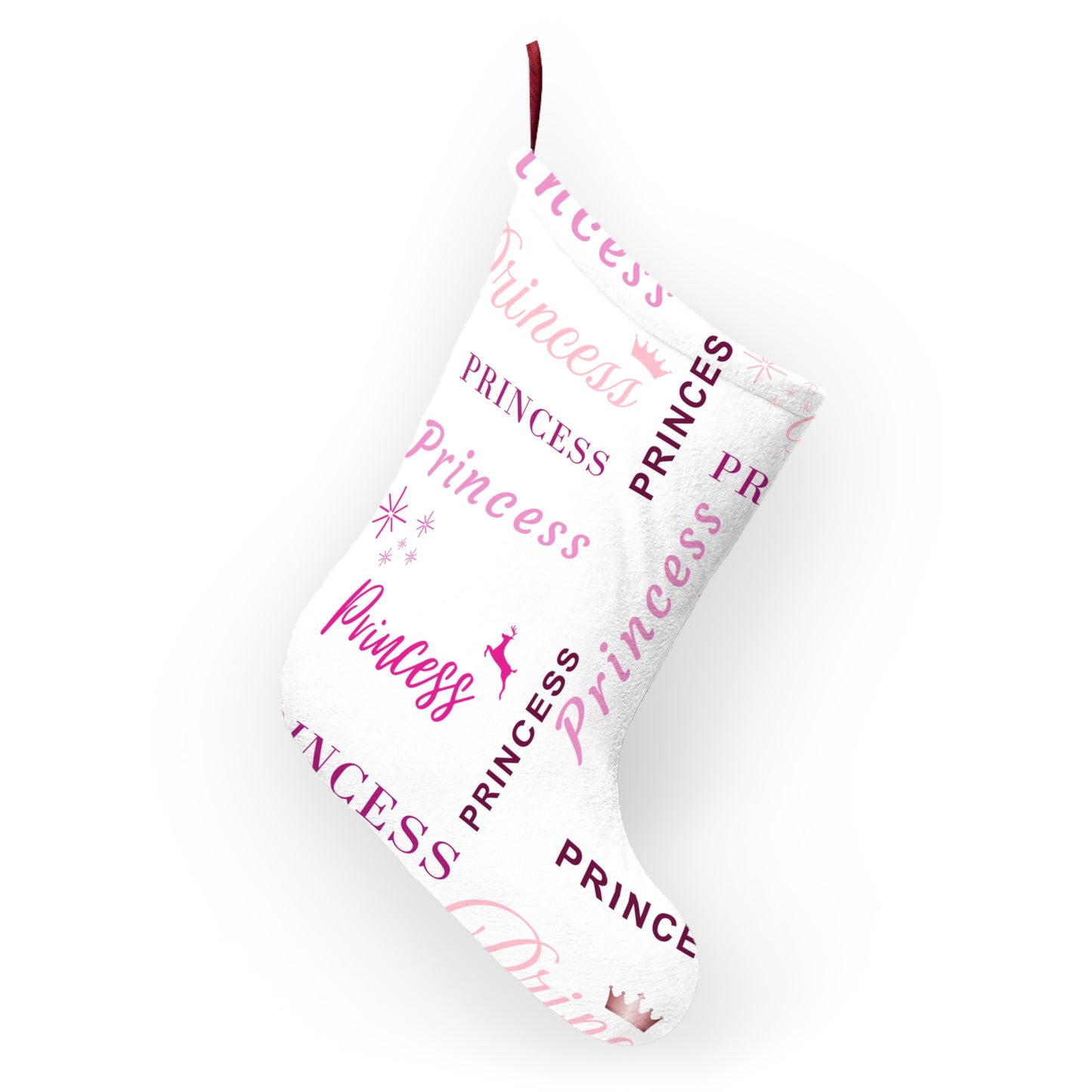 Christmas Stocking - Princess, All Wrapped-up with Pink text