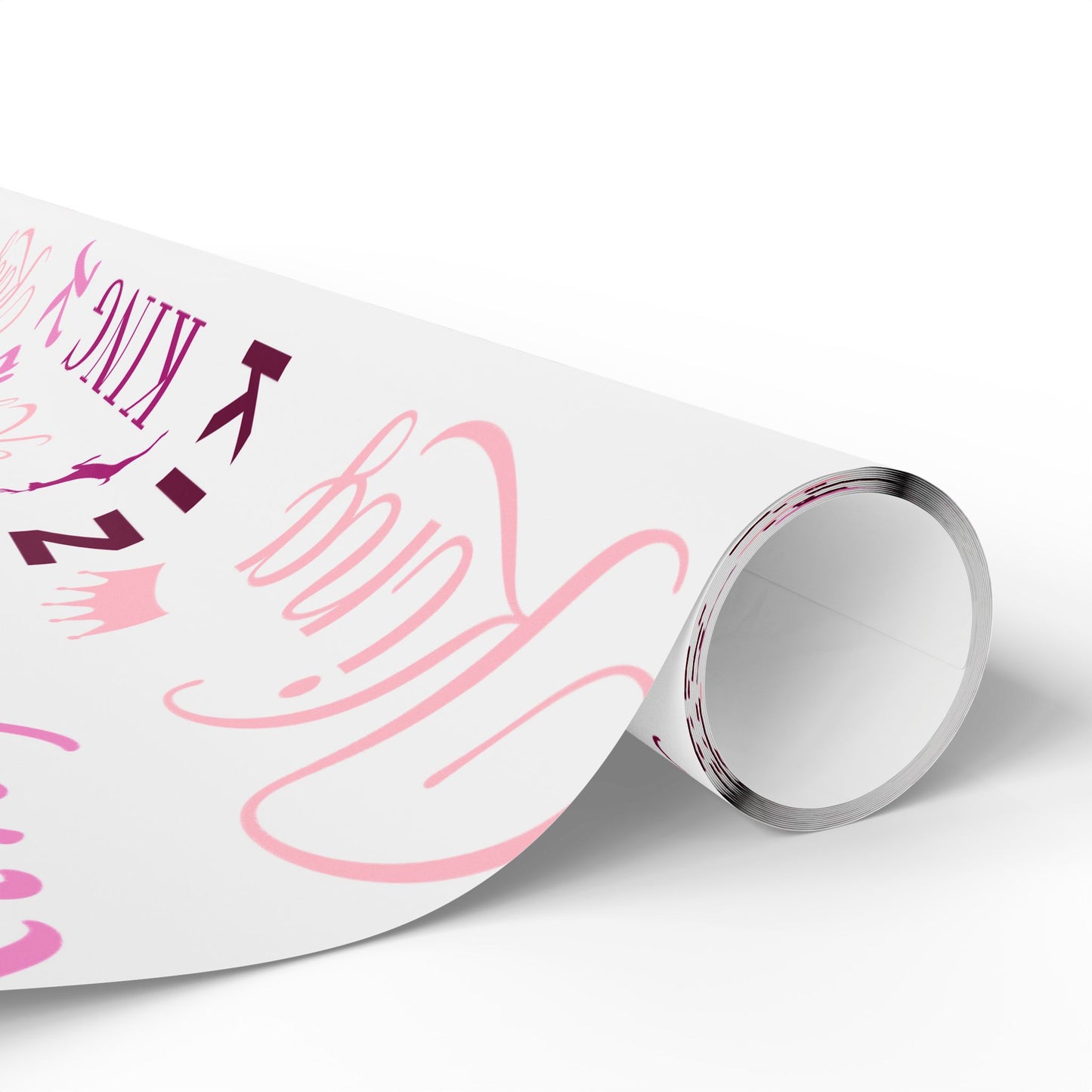 King, All Wrapped-up Wrapping Papers with Pink text