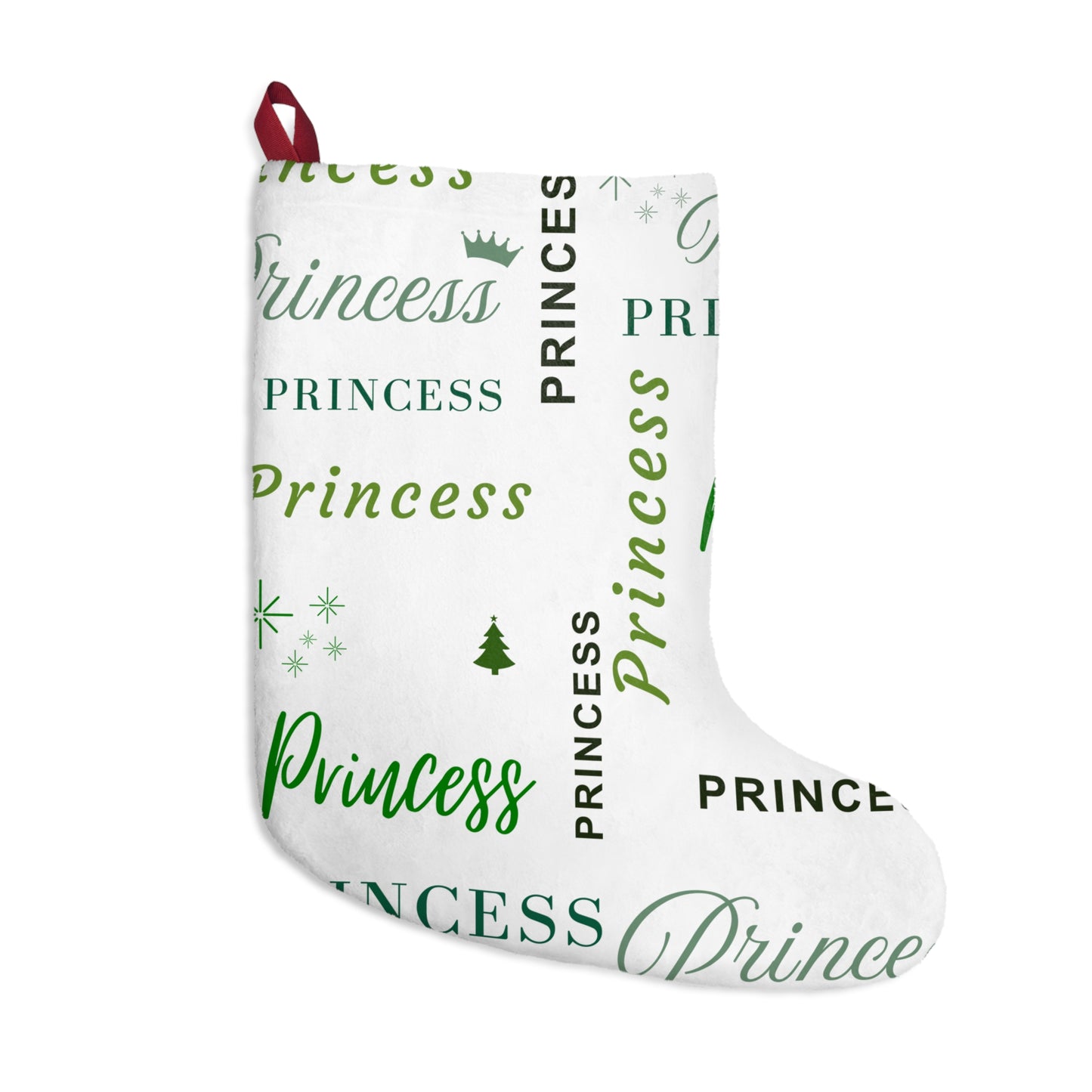 Christmas Stocking - Princess, All Wrapped-up with Green text