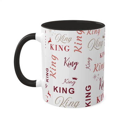 Coffee Mug - King Accent Mug with Red Text, 11oz Colorful Mug