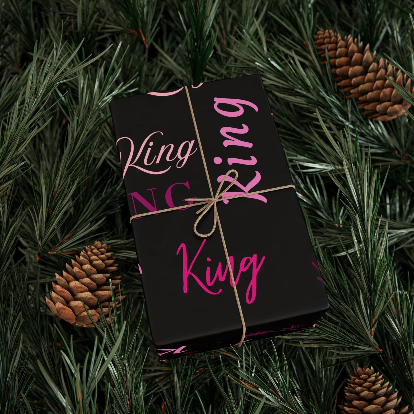 King, All Wrapped-up Wrapping Papers with Pink text