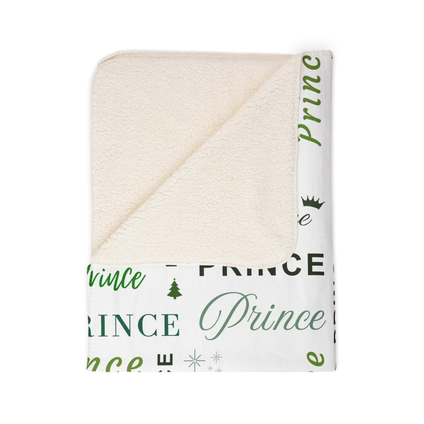 Prince, All Wrapped-up Fleece Sherpa Blanket with Green text