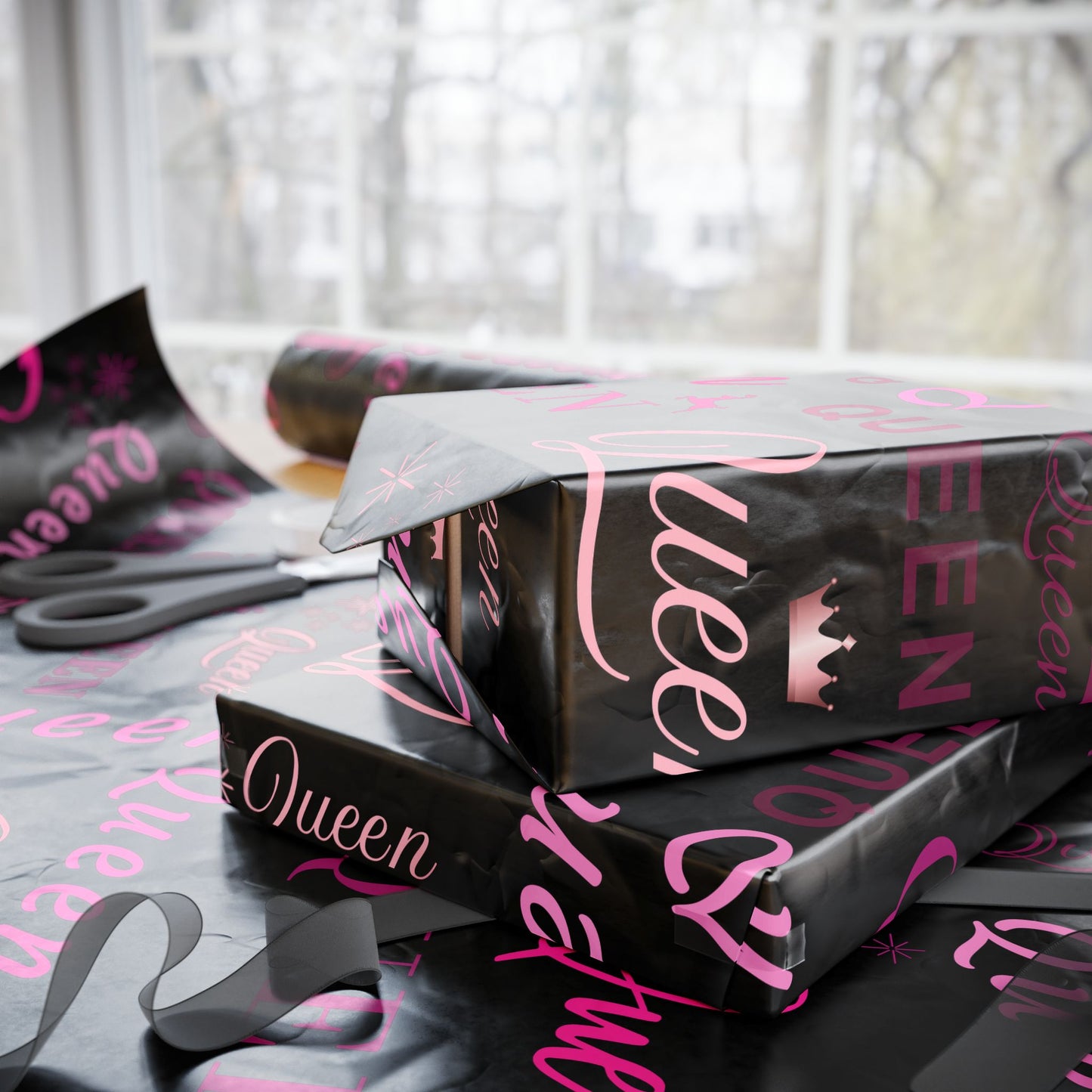 Queen, All Wrapped-up Wrapping Papers with Pink text