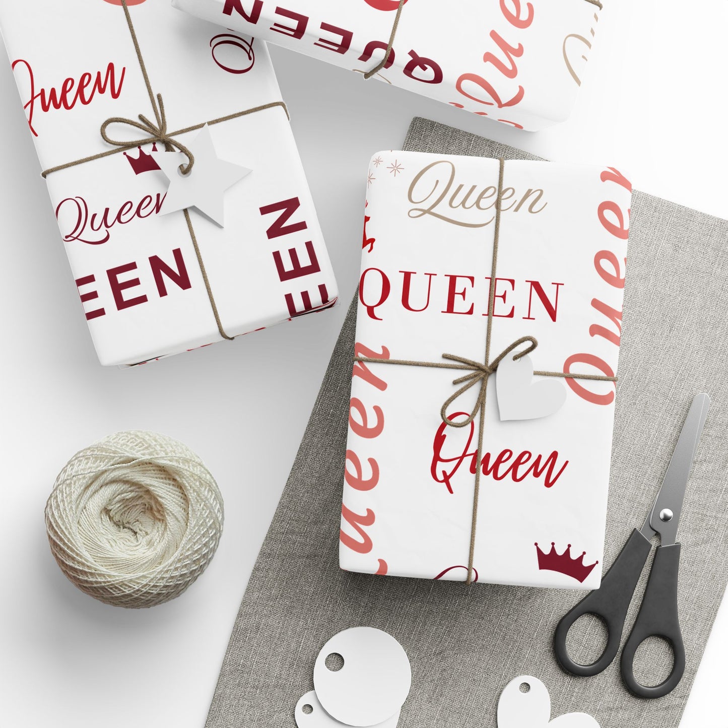 Queen, All Wrapped-up Wrapping Papers with Red text