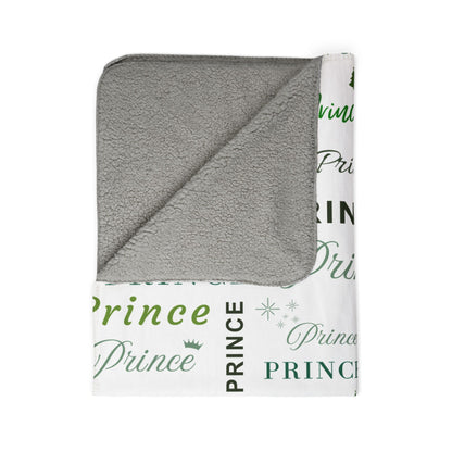 Prince, All Wrapped-up Fleece Sherpa Blanket with Green text