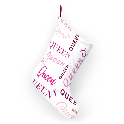 Christmas Stocking - Queen, All Wrapped-up with Pink text