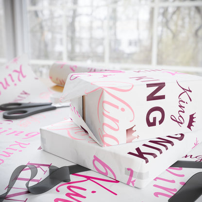 King, All Wrapped-up Wrapping Papers with Pink text