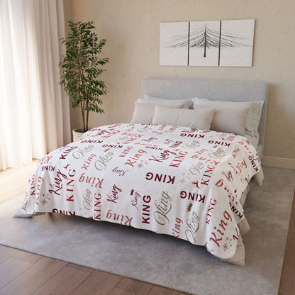 King, All Wrapped-up Fleece Sherpa Blanket with Red Text