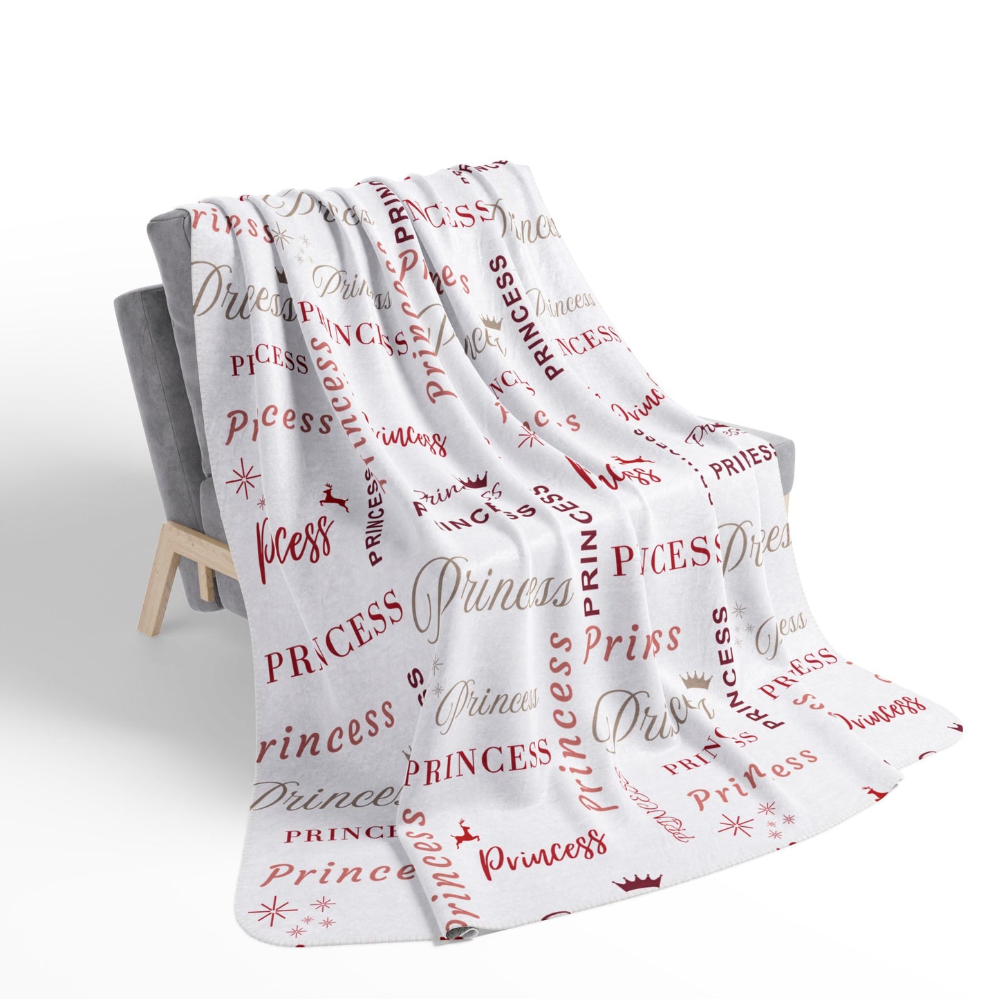 Princess, All Wrapped-up Fleece Sherpa Blanket with Red text