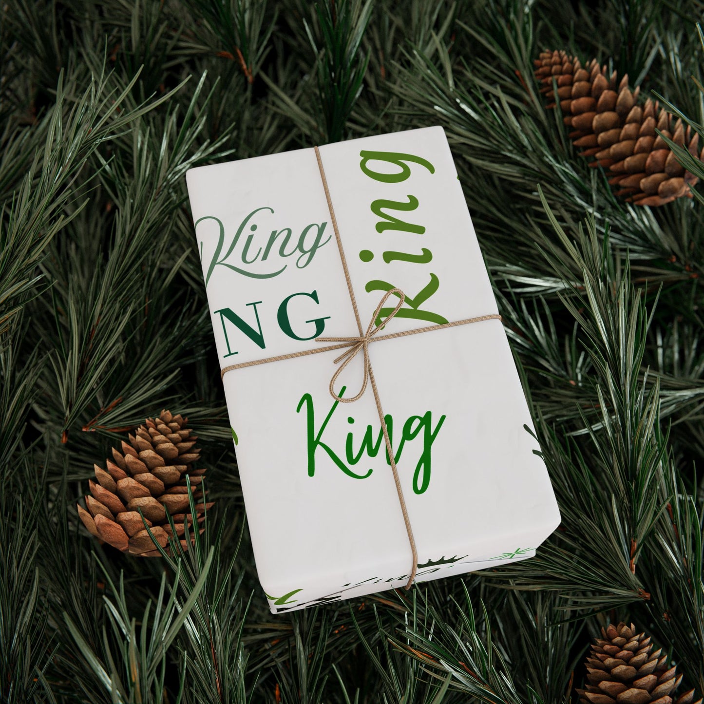 King, All Wrapped-up Wrapping Papers with Green text