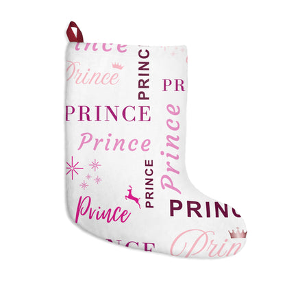 Christmas Stocking - Prince, All Wrapped-up with Pink text