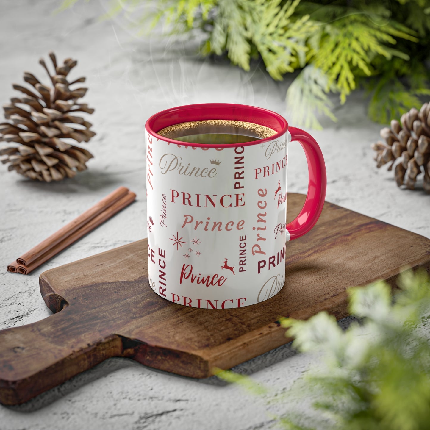 Coffee Mug - Prince Accent Mug with Red Text, 11oz Colorful Mug