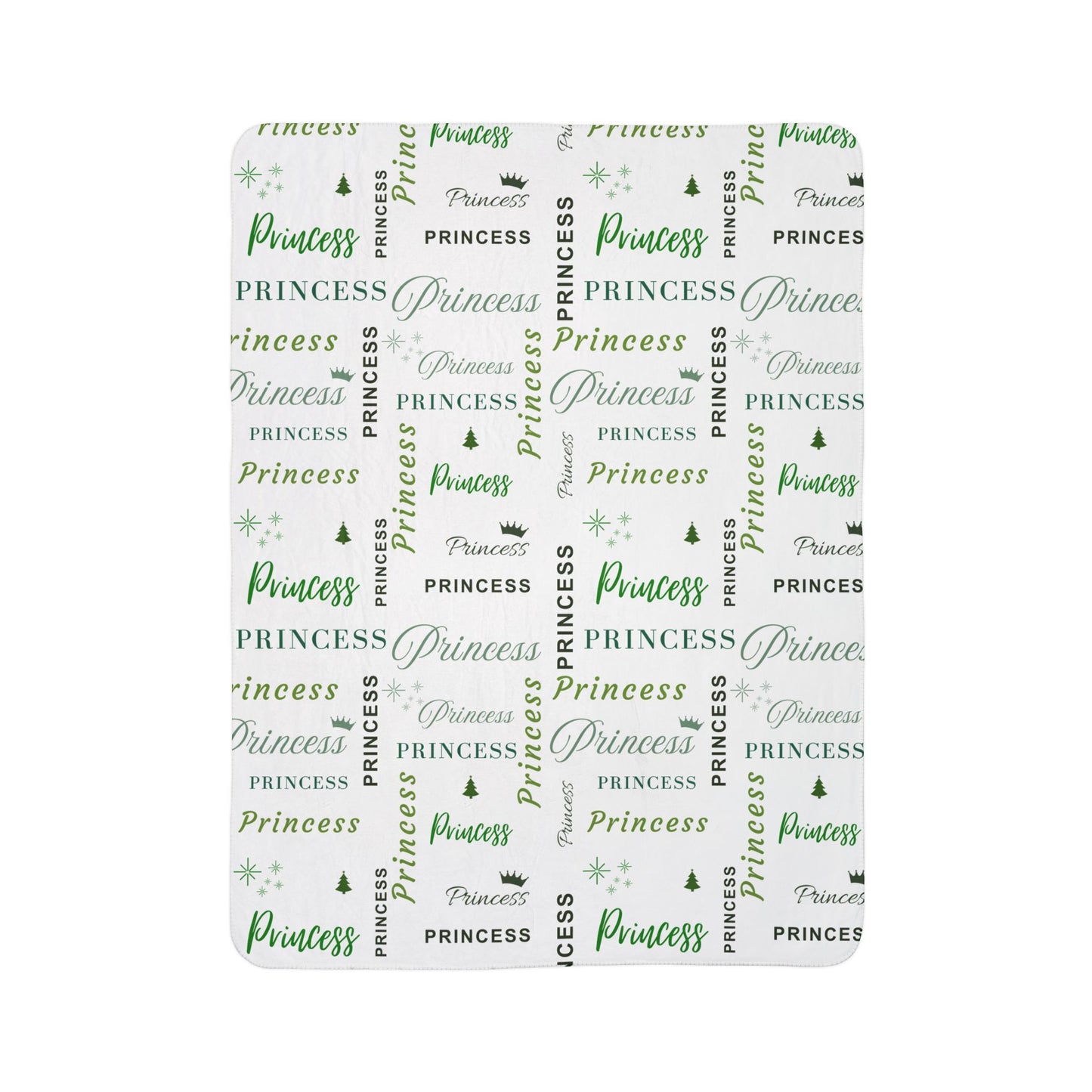 Princess, All Wrapped-up Fleece Sherpa Blanket with Green text