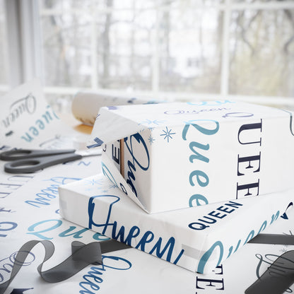 Queen, All Wrapped-up Wrapping Papers with Blue text