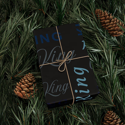 King, All Wrapped-up Wrapping Papers with Blue text