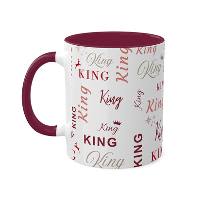 Coffee Mug - King Accent Mug with Red Text, 11oz Colorful Mug