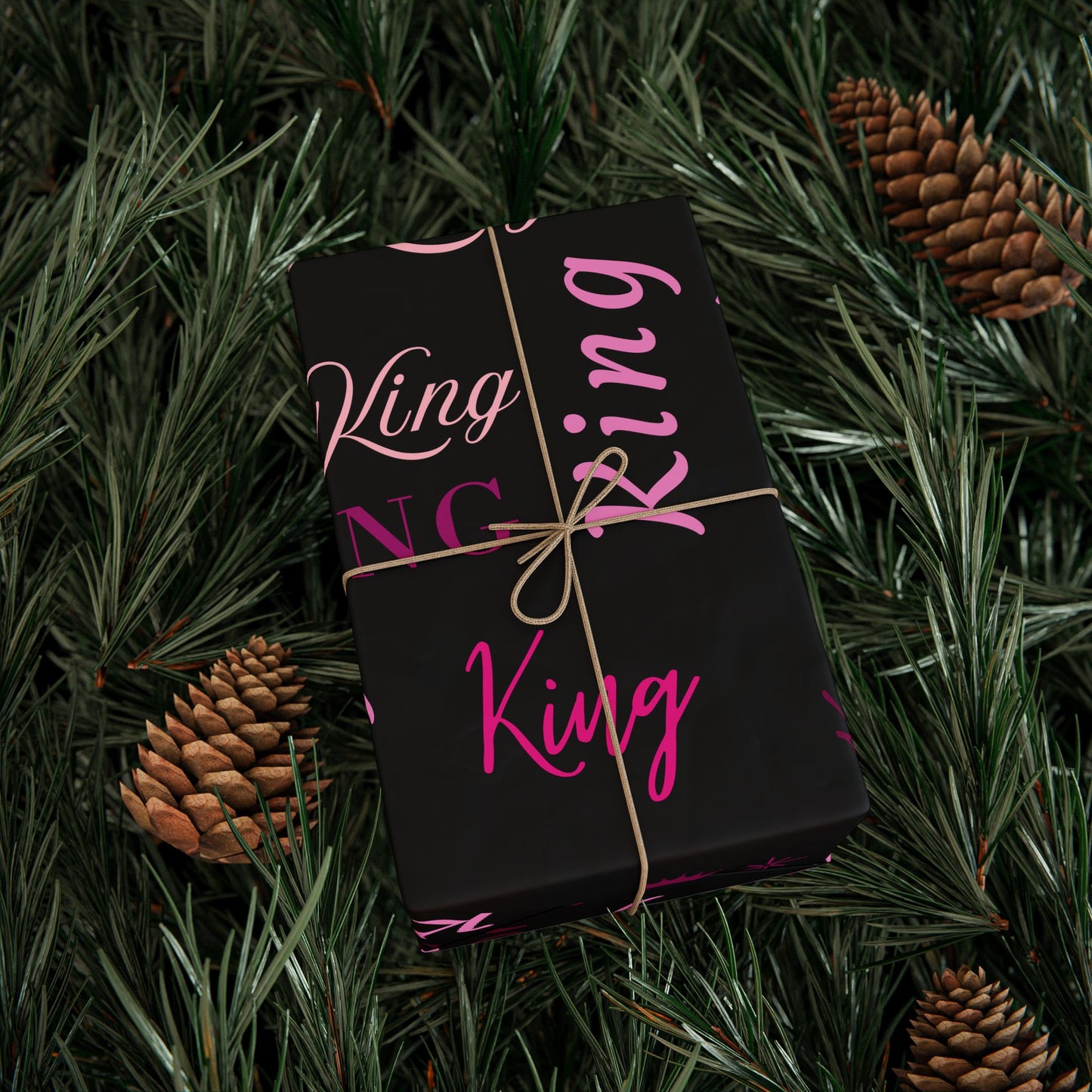 King, All Wrapped-up Wrapping Papers with Pink text