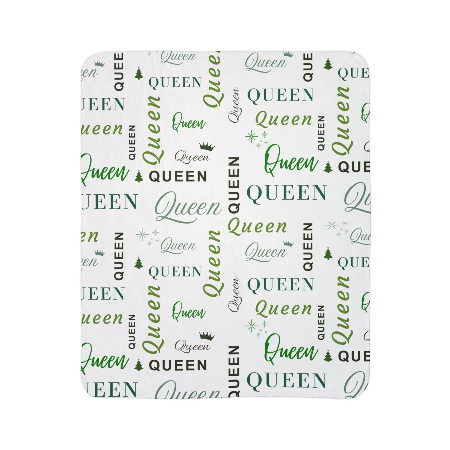 Queen, All Wrapped-up Fleece Sherpa Blanket with Green text