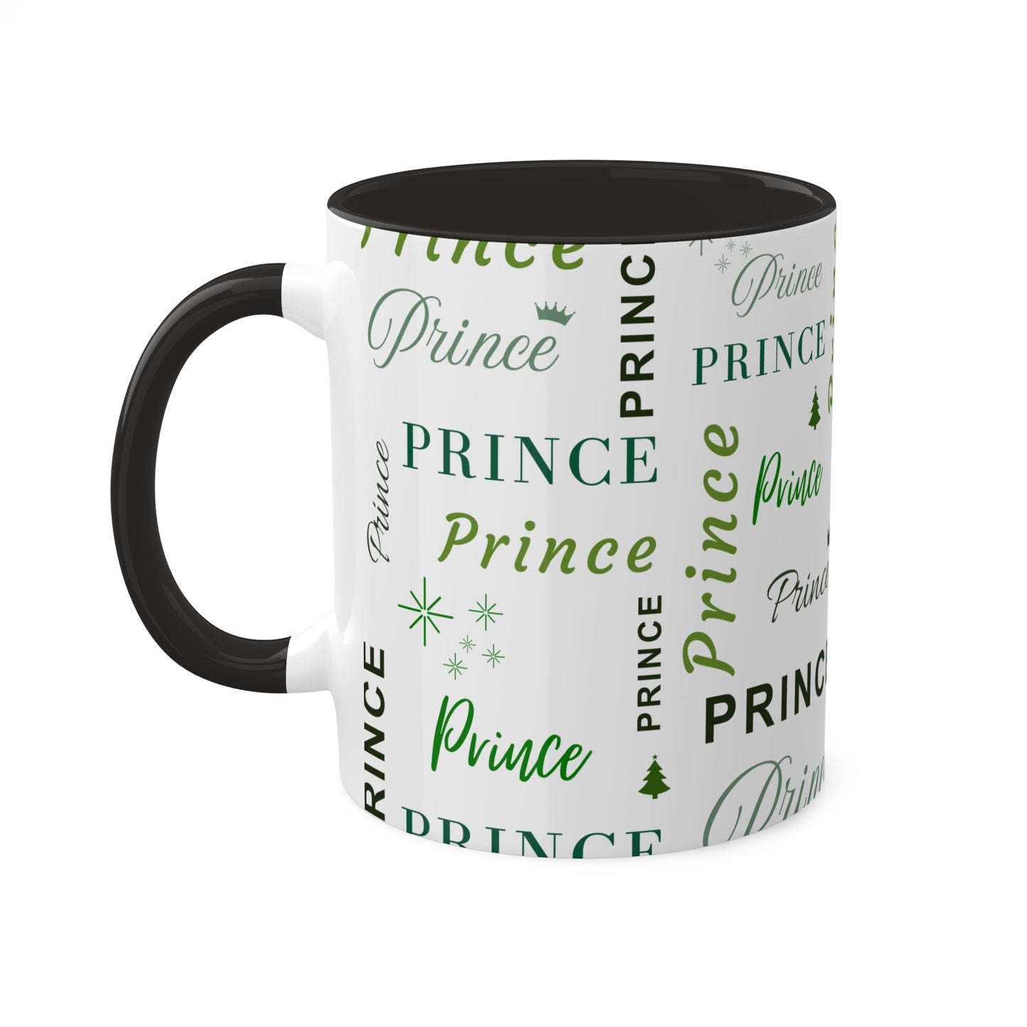 Coffee Mug - Prince Accent Mug with Green Text, 11oz Colorful Mug