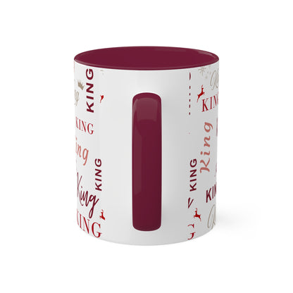 Coffee Mug - King Accent Mug with Red Text, 11oz Colorful Mug