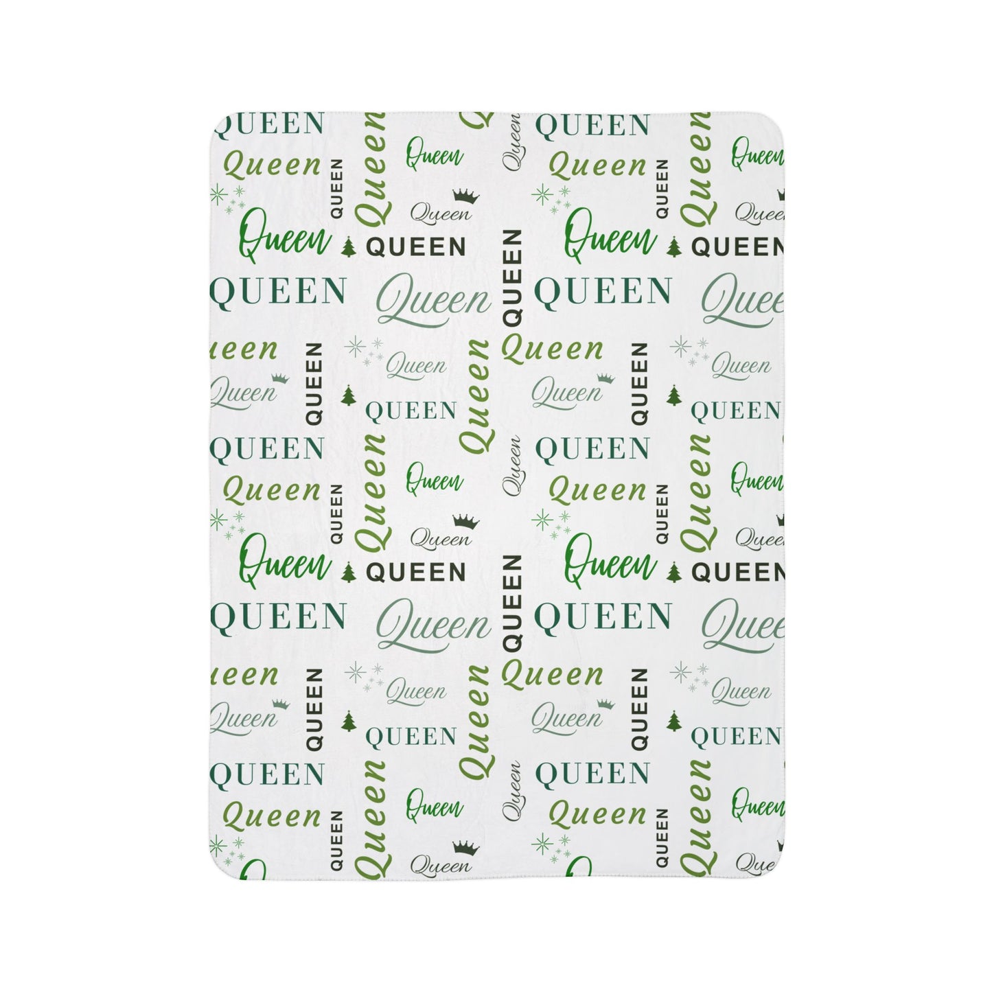 Queen, All Wrapped-up Fleece Sherpa Blanket with Green text