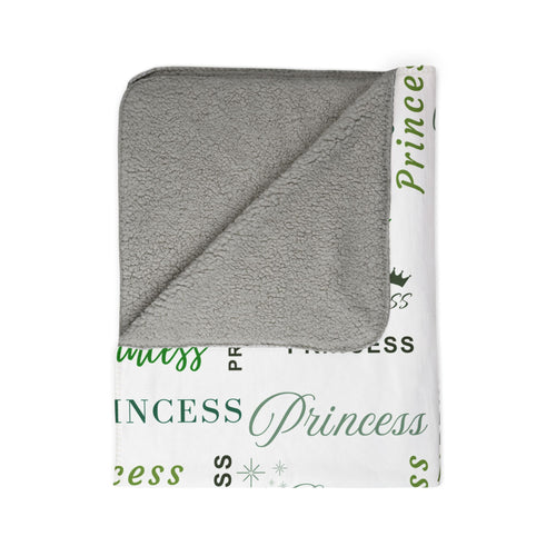 Princess, All Wrapped-up Fleece Sherpa Blanket with Green text